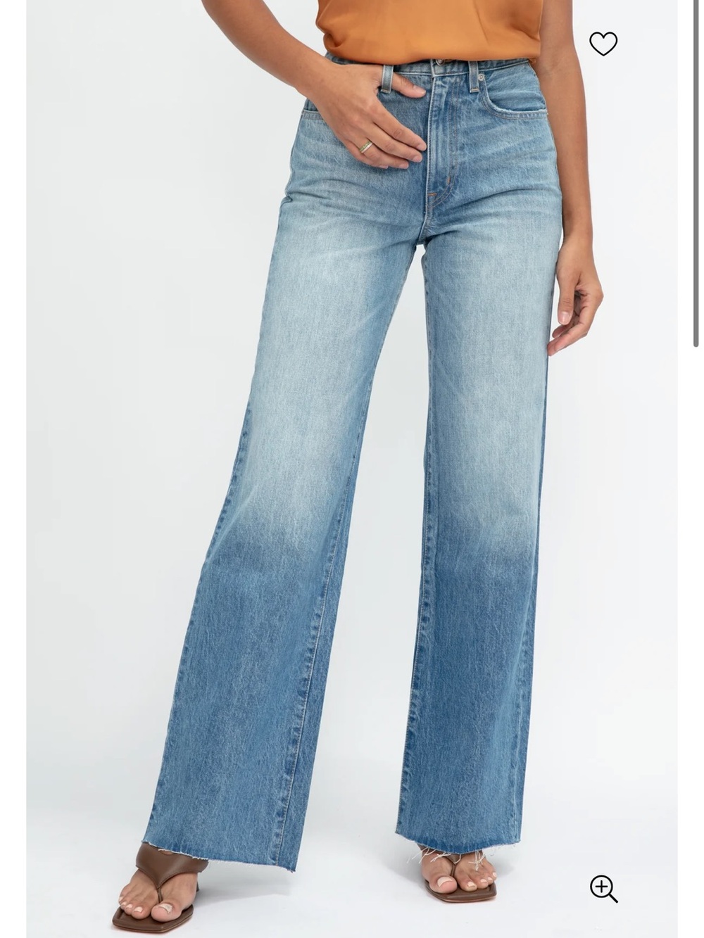 SLVRLAKE Grace High-Rise Wide-Leg Jeans - Lovesick Blues - size 28